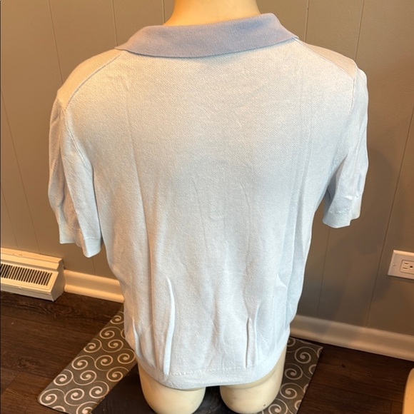 Truth Men’s Large Knit Blue Polo with Geometric Design - Picture 3 of 4